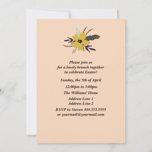 Pasen Bunny Custom Pasen Brunch Kaart (Achterkant)