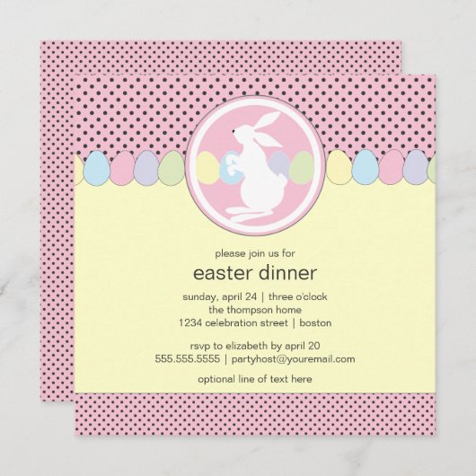 Pasen Bunny Dinner of Brunch Invitation Kaart (Voorkant / Achterkant)