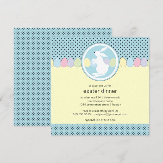 Pasen Bunny Dinner of Brunch Invitation Kaart (Voorkant / Achterkant)