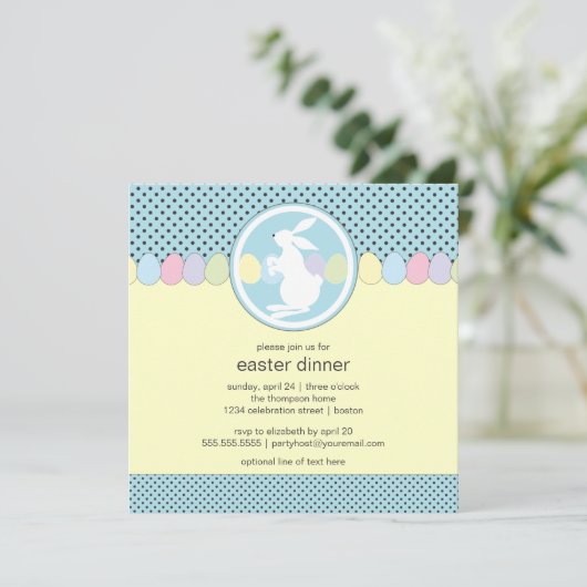 Pasen Bunny Dinner of Brunch Invitation Kaart (Staand voorkant)