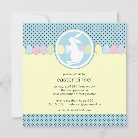Pasen Bunny Dinner of Brunch Invitation Kaart (Voorkant)