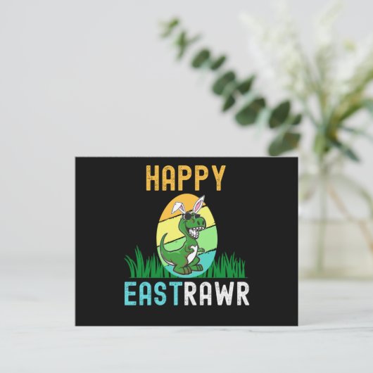 Pasen Bunny Dinosaur Egg Funny 2022 T-Rex Gift Briefkaart (Staand voorkant)