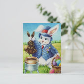 Pasen Bunny Dips Rabbit in Chocolate Waterverf Briefkaart (Staand voorkant)