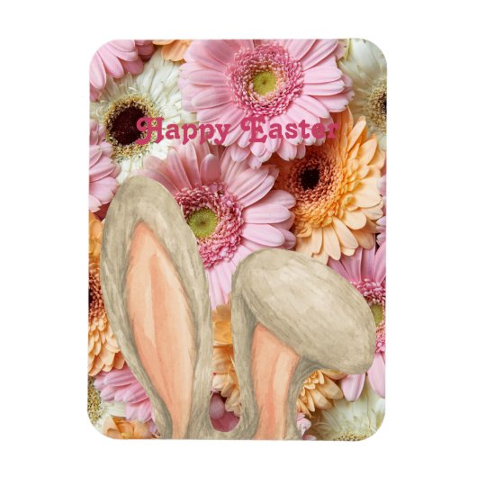 Pasen Bunny Ears met Gerbera Daisy Florals Magneet (Verticaal)