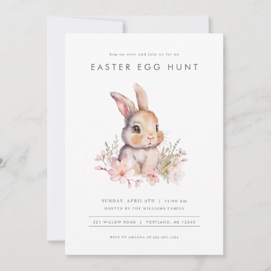 Pasen Bunny Easter Egg Hunt Invitation Party Kaart (Voorkant)