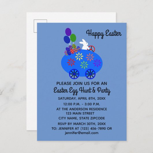 Pasen Bunny Egg Briefkaart #3 Uitnodiging (Voorkant / Achterkant)