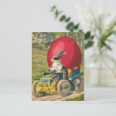 Pasen Bunny Egg Car Landschap Feestdagenkaart (Staand voorkant)
