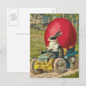 Pasen Bunny Egg Car Landschap Feestdagenkaart (Voorkant / Achterkant)