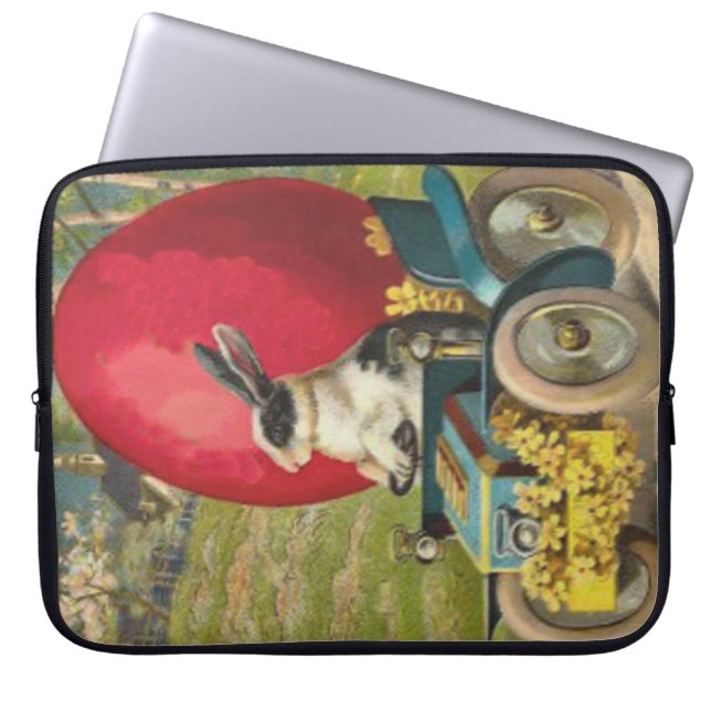 Pasen Bunny Egg Car Landschap Laptop Sleeve (Voorkant)