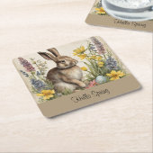 Pasen Bunny Egg Floral Kartonnen Onderzetters (Schuin)