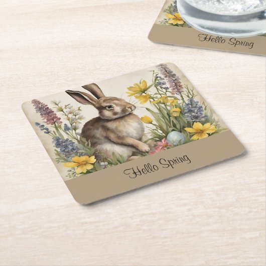 Pasen Bunny Egg Floral Kartonnen Onderzetters (Schuin)