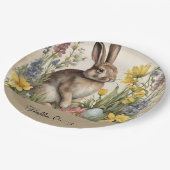 Pasen Bunny Egg Floral Papieren Bordje (Gekanteld)