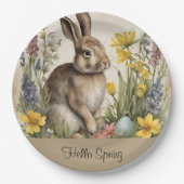 Pasen Bunny Egg Floral Papieren Bordje (Voorkant)