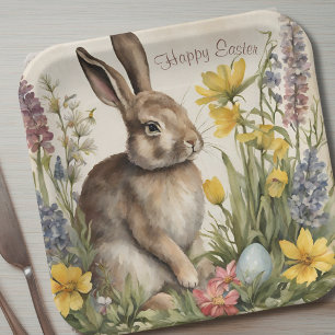 Pasen Bunny Egg Floral Papieren Bordje