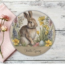 Pasen Bunny Egg Floral Papieren Bordje