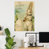 Pasen Bunny Egg Four Leaf Clover Trumpet Poster (Thuiskantoor)