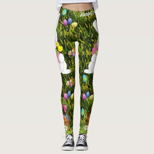 Pasen Bunny Egg Hunt Comfortable mam werkt Leggings (Voorkant)