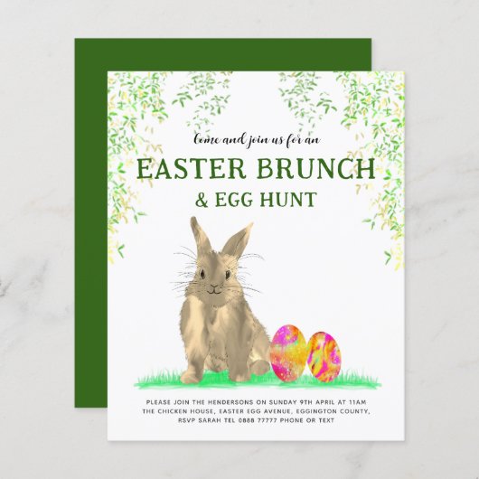 Pasen Bunny Egg Hunt en Brunch (Voorkant / Achterkant)