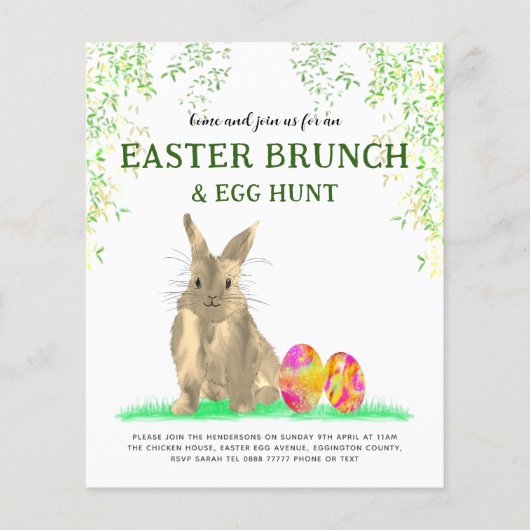 Pasen Bunny Egg Hunt en Brunch Flyer (Voorkant)