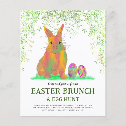 Pasen Bunny Egg Hunt en Brunch Green Flyer (Voorkant)