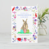 Pasen Bunny Egg Hunt en Brunch Kaart (Staand voorkant)