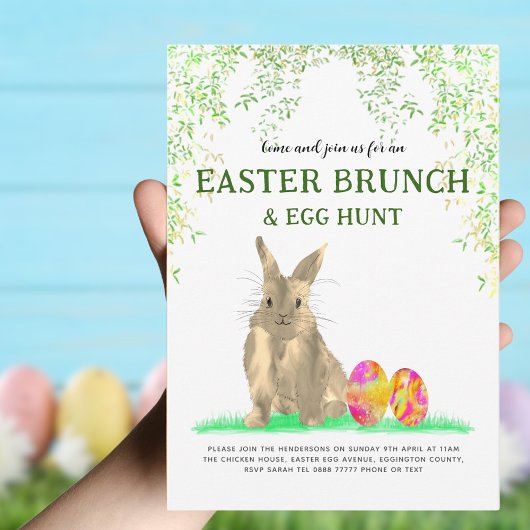 Pasen Bunny Egg Hunt en Brunch Kaart