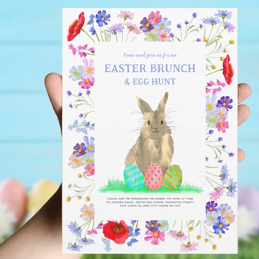 Pasen Bunny Egg Hunt en Brunch Kaart