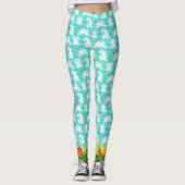 Pasen Bunny Egg Hunt Happy Bee Blue Leggings (Voorkant)