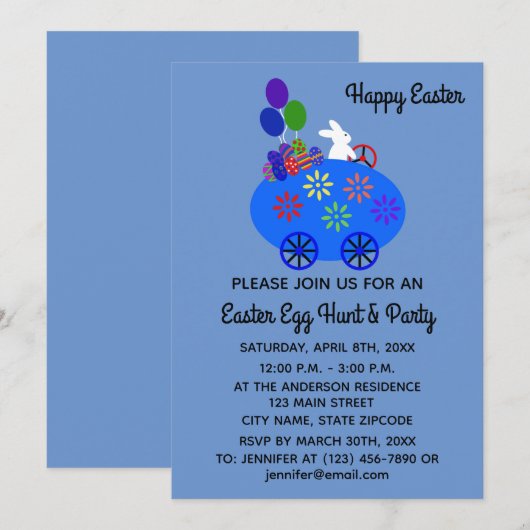 Pasen Bunny Egg Kaart #3-2 Uitnodiging (Voorkant / Achterkant)