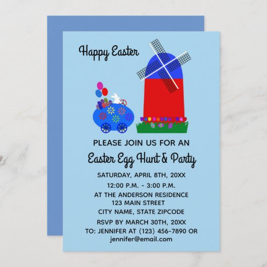 Pasen Bunny Egg Kaart #4-2 Uitnodiging (Voorkant / Achterkant)