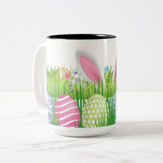Pasen Bunny Eggs Hunt Tweekleurige Koffiemok (Voorkant links)
