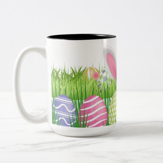 Pasen Bunny Eggs Hunt Tweekleurige Koffiemok (Links)