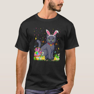 Pasen Bunny Eieren jagen Russisch blauw Kat Pasen  T-shirt