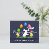 Pasen Bunny en Eieren gepersonaliseerd Briefkaart (Staand voorkant)