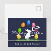 Pasen Bunny en Eieren gepersonaliseerd Briefkaart (Voorkant / Achterkant)