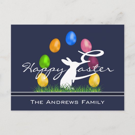 Pasen Bunny en Eieren gepersonaliseerd Briefkaart (Voorkant)