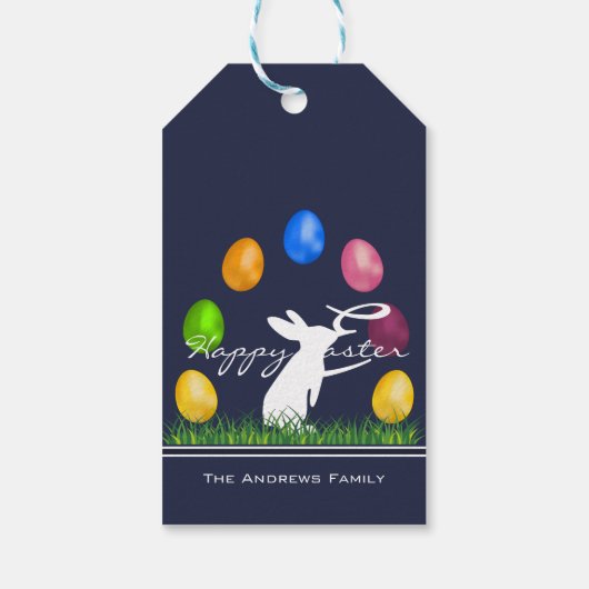 Pasen Bunny en Eieren gepersonaliseerd Cadeaulabel (Achterkant)