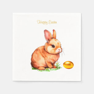 Pasen Bunny en Golden Egg op White Napkins Servet