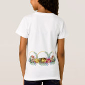 Pasen Bunny Familie Chick Waterverf Floral Wreath T-shirt (Achterkant)