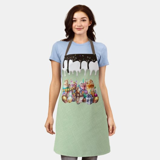 Pasen Bunny Fancy koffie-Drinken Schort (Gedragen)