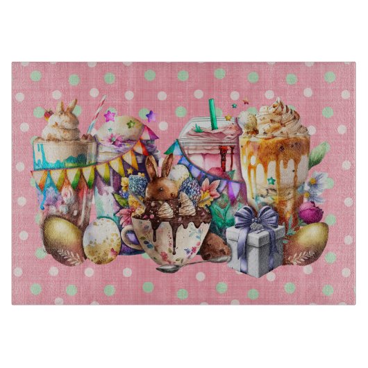 Pasen Bunny Fancy koffie-Drinken Snijplank (Voorkant)