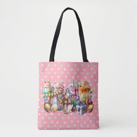 Pasen Bunny Fancy koffie-Drinken Tote Bag (Voorkant)