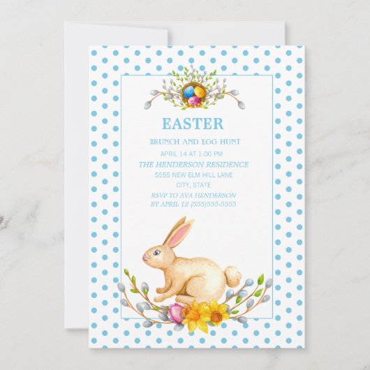 Pasen Bunny Floral Brunch Egg Hunt Kaart (Voorkant)