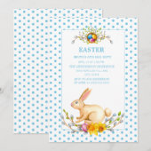Pasen Bunny Floral Brunch Egg Hunt Kaart (Voorkant / Achterkant)