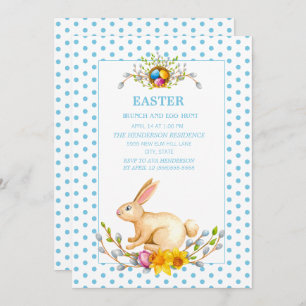 Pasen Bunny Floral Brunch Egg Hunt Kaart