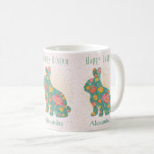 Pasen Bunny Floral  gepersonaliseerd pastel Koffiemok (Voorkant rechts)