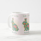 Pasen Bunny Floral  gepersonaliseerd pastel Koffiemok (Voorkant links)