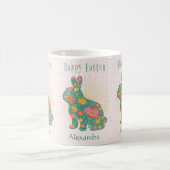 Pasen Bunny Floral  gepersonaliseerd pastel Koffiemok (Center)