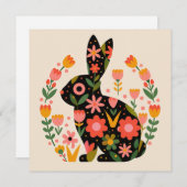 Pasen Bunny Floral Motief Feestdagenkaart (Voorkant / Achterkant)