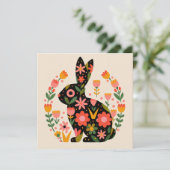 Pasen Bunny Floral Motief Feestdagenkaart (Staand voorkant)